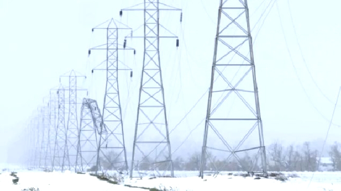 A Manitoba Hydro transmission line damaged in the winter storm on the Thanksgiving weekend
